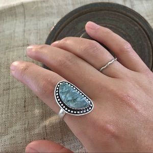 Artisan 925 NWOT ethnic green moss agate ring 9